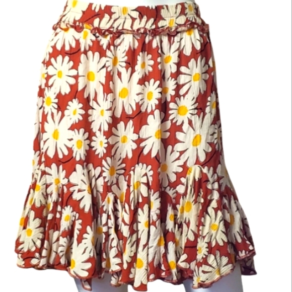 Angie Floral Tired Ruffle Shift Skirt Multi-Color Women's Size M. - Picture 2 of 11